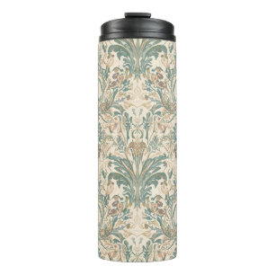 Termo Elegante patrón floral vintage nouveau con aves