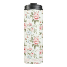 Termo Elegante Patrón Rosa Rosa Girly Cute Pastel