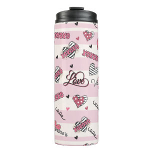 Termo Elegante patrón XOXO para el Día de San Valentín
