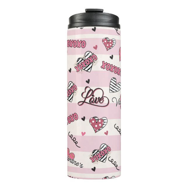 Termo Elegante patrón XOXO para el Día de San Valentín (Anverso)