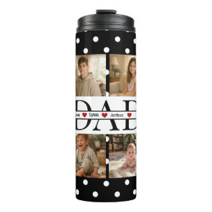 Termo Elegante personalizado de 4 fotos con lunares negr