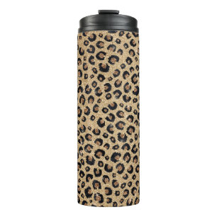 Termo Elegante Purpurina dorado Leopardo negro