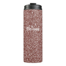 Termo Elegante Rosa Gold Thermal Tumbler Faux Purpurina