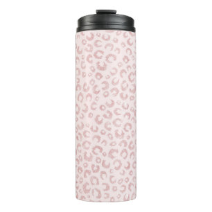 Termo Elegante Rosa Purpurina de oro Leopard Animal Prin