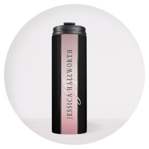 Termo Elegante Rubor Faux Rosa Gold   Nombre e Iniciales