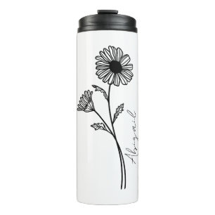 Termo Elegante Script Nombre Abril Mes Nacimiento Flor D