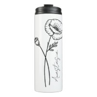 Elegante Script Nombre Poppy Agosto Flor de nacimi