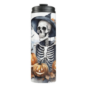 Termo Elegante Skeleton Halloween acuarela