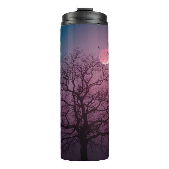 Termo Elegante Spooky Halloween Theme Tree Moon Artwork (Anverso)