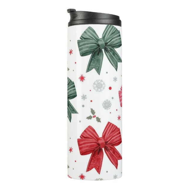 Termo Elegante taza de Navidad con lazo para ella (Rotado hacia la derecha)