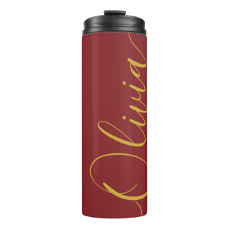 Termo Elegante Taza Térmica Burgundy con Nombre Olivia e