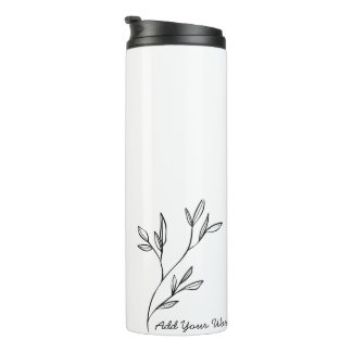 Termo Elegante Texto Personalizado Estilo Sencillo Negro