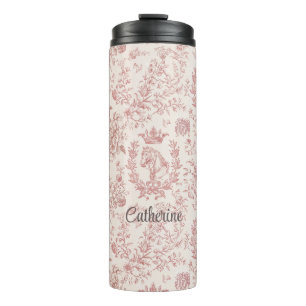 Termo Elegante Toile Floral Beige Rosa Ecuestre Nombre