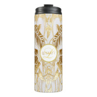 Elegante Tumbler Termal Monogramado Dorado Aura