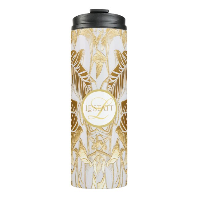 Termo Elegante Tumbler Termal Monogramado Dorado Aura (Anverso)