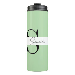 Termo Elegante Tumbler termal Pastel Verde Monograma