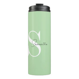 Termo Elegante Tumbler termal Pastel Verde Monograma