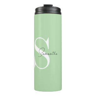 Termo Elegante Tumbler termal Pastel Verde Monograma