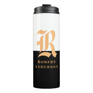 Termo Elegante y moderno oro negro monogramado