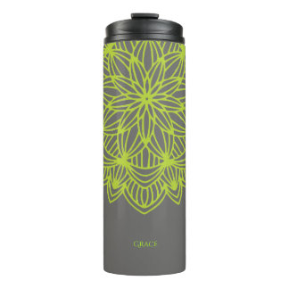 Termo Elegante y personalizado gris verde Mandala Lime
