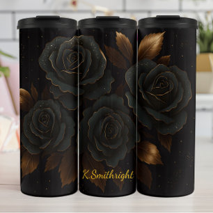 Termo Elegantes acentos dorados de Rosas negros