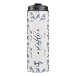 Termo Elegantes Caballos Azules Monogramados Regalos Ini