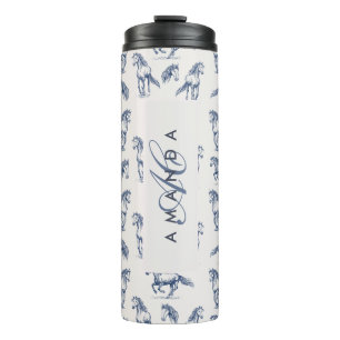 Termo Elegantes Caballos Azules Monogramados Regalos Ini