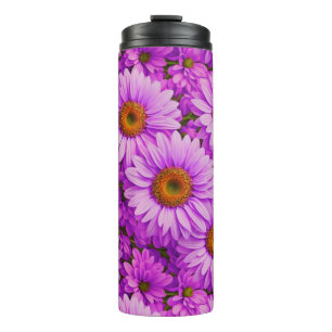 Termo Elegantes daisias florales de magenta rosa oscuro