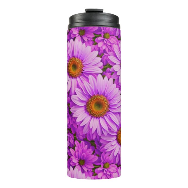 Termo Elegantes daisias florales de magenta rosa oscuro (Anverso)