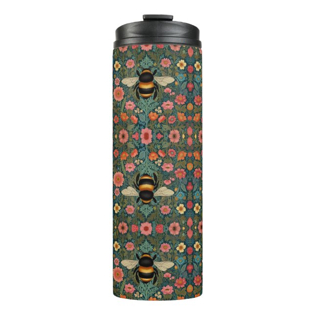 Termo Elegantes florales boho retro abeja primavera  (Anverso)