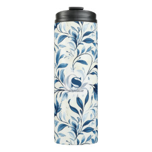 Termo Elegantes hojas de paisley azul - fondo blanco (1)