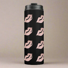 Termo Elegantes labios de oro de Rosa femenino y negro