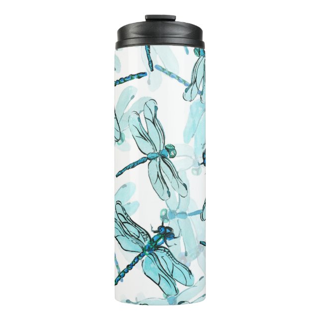 Termo Elegantes libélulas: Maravilla de color de agua (Anverso)