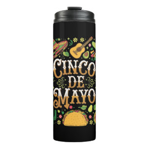 Termo Elementos Divertidos de Fiesta para el Cinco De Ma