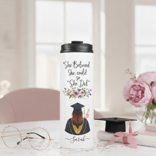 Termo Ella Creía Que Ella Podía Floral Graduada Nombre C
