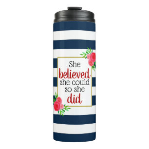 Termo Ella Creía Que Podía Floral Stripe Inspiradora