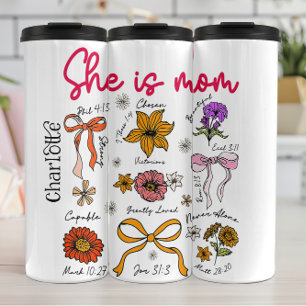 Termo Ella Es Mamá Floral Afirmación Arte De Escritura