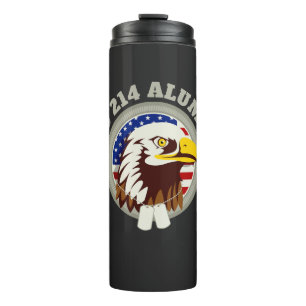Termo Emblema de águila bandera EE. UU. DD 214 Alumni