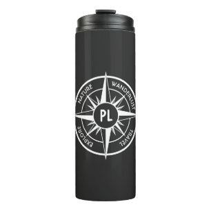 Termo Emblema de la estrella de la brújula monograma bla