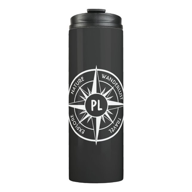 Termo Emblema de la estrella de la brújula monograma bla (Anverso)