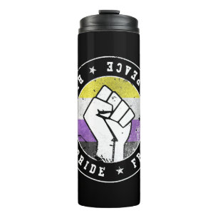 Termo Emblema W grunge con bandera LGBT no binaria