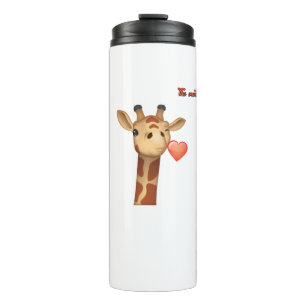 Termo emoji guiñando besos corazón girafa cara