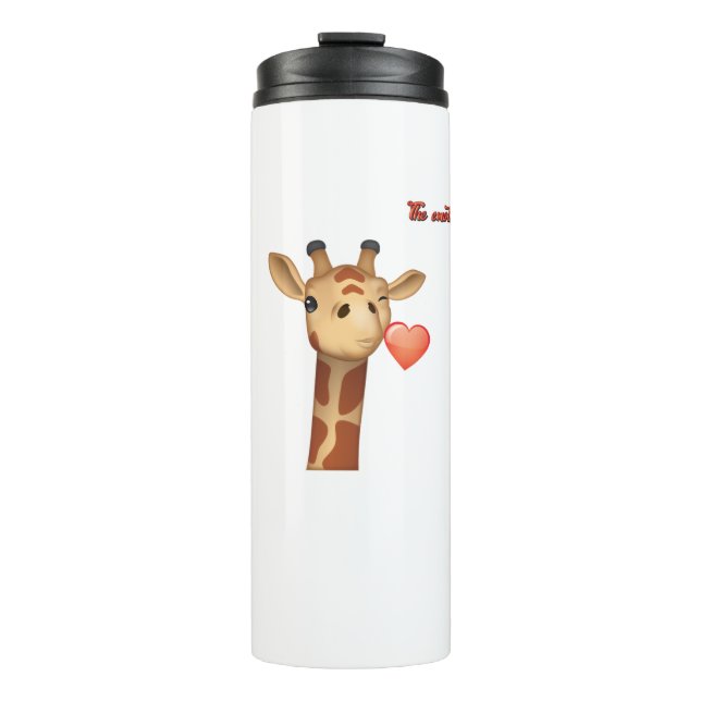 Termo emoji guiñando besos corazón girafa cara (Anverso)