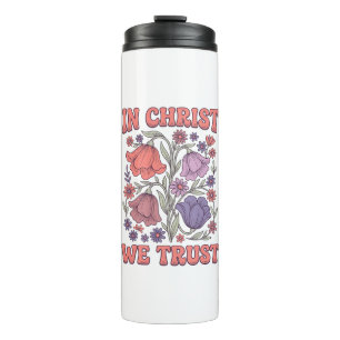 Termo En Cristo Confiamos Diseño Floral Cristiano Vector