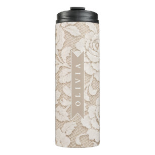Termo Encaje de marfil personalizado elegante vintage nu