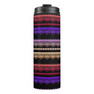 Termo encaje multicolor sobre negro