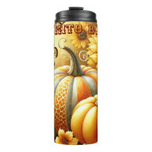 Encantadora colisión otoñal: Calabaza, flor y mari