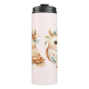 Termo Encanto de Búho Boho Cottagecore Floral Farmcore