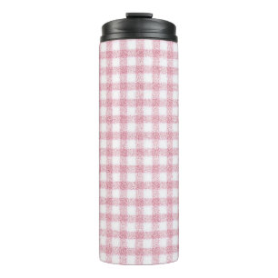 Termo Encanto de Gingham Rosa y Blanco Aterciopelado