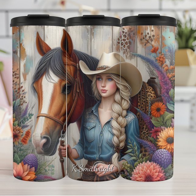 Termo Encanto Floral Rústico de Vaquera Caballo (Subido por el creador)